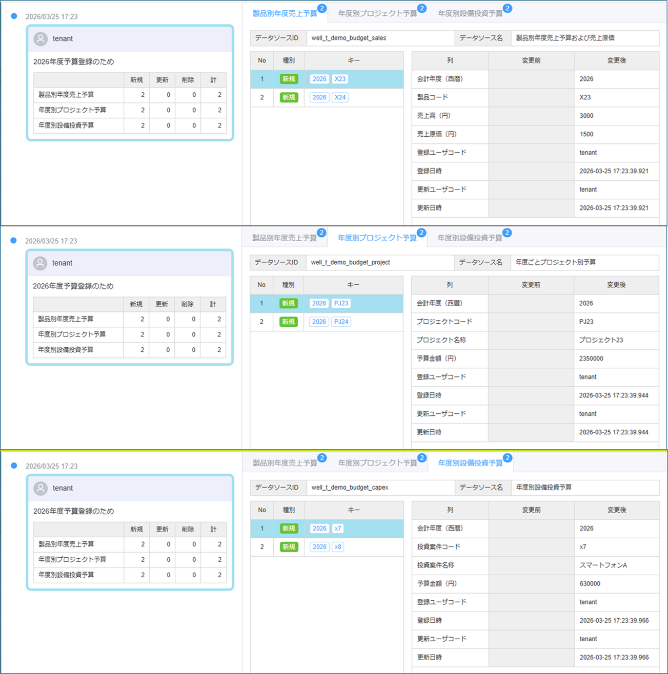 複数テーブル更新 2